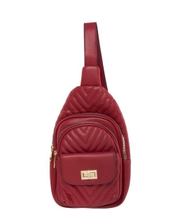 Chevron Quilted Sling Bag C-6605 RED